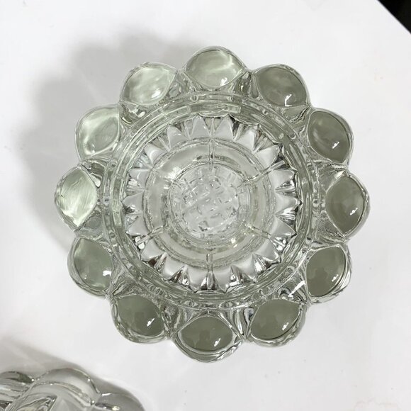 Vintage Glass Candle Holder Set of 2 Pillar or Tapered Candle 2x4" - Picture 6 of 6